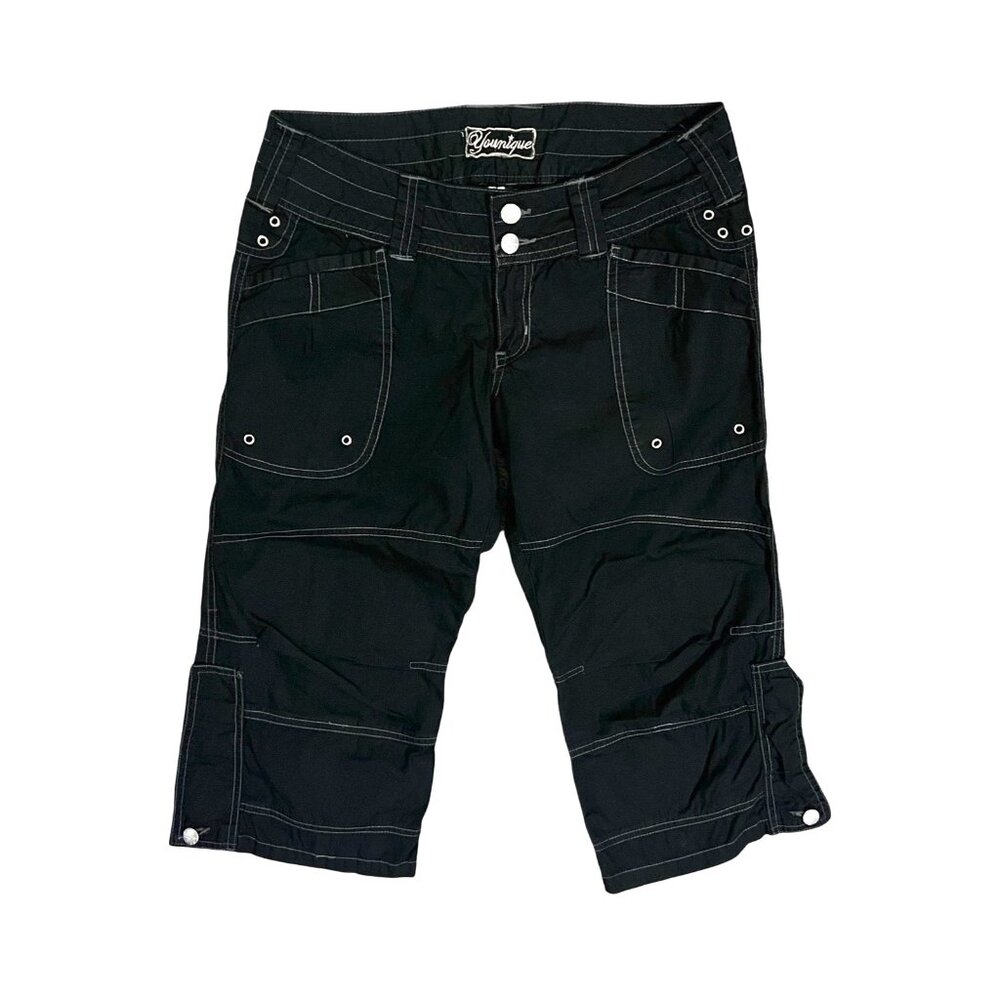 Younique Black Ankle-Length Pants with Button Accents